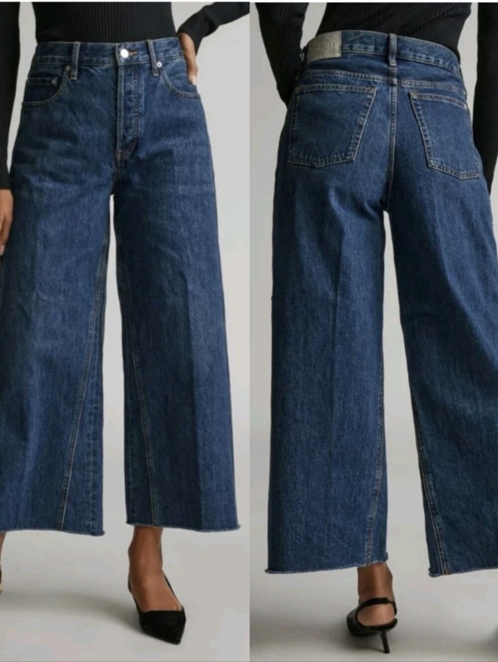 Everlane Way Wide Crop Organic Cotton Wide Leg Button Fly Jeans